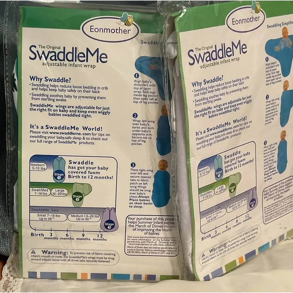 Eonmother Swaddle Me Adjustable Infant Wrap 7-14 lb Small/Medium 2 Pack Lot Of 2